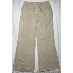 We The Free People Wide Leg Drawstring Pants Size L Beige Women Twill Comfort